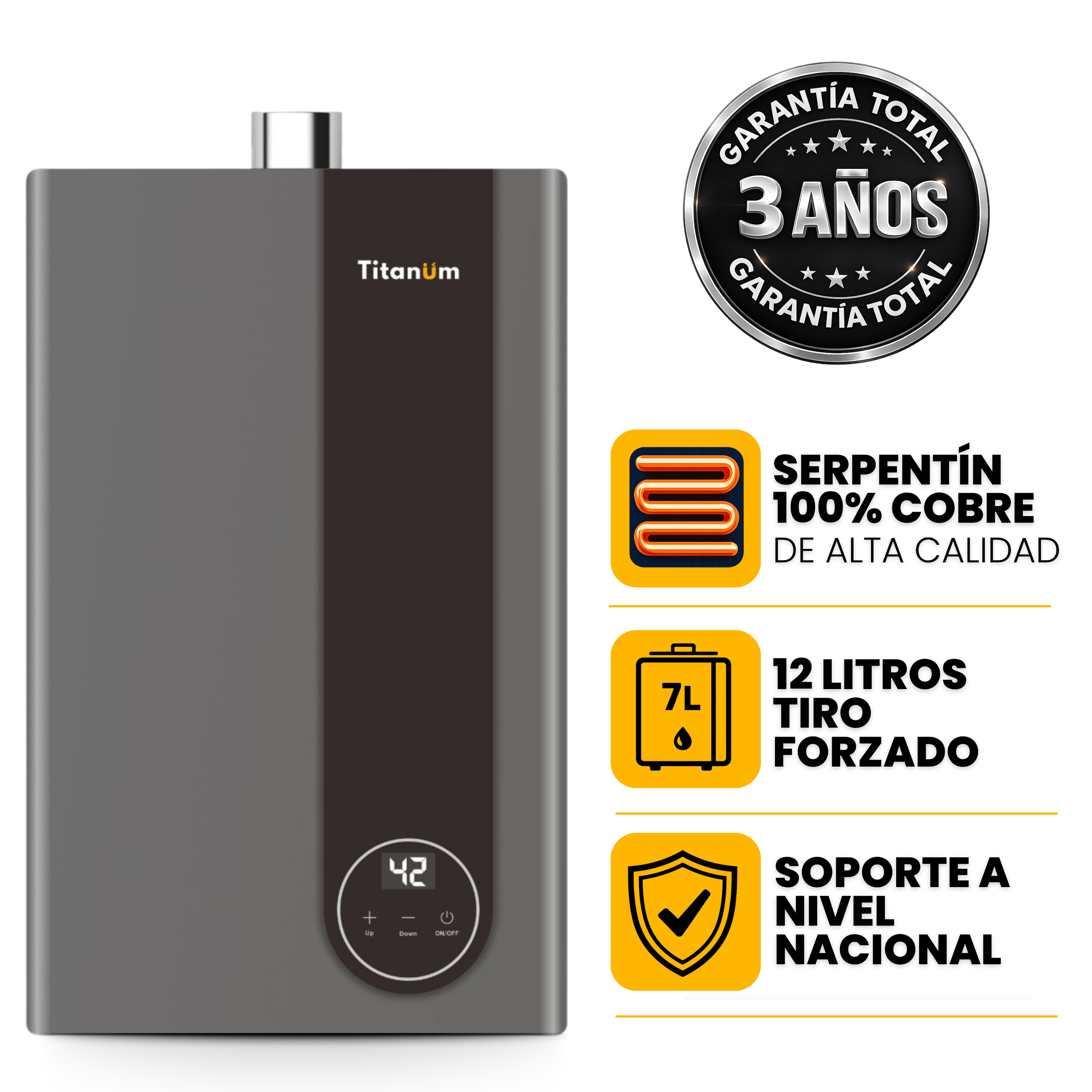 Calentador Titanum 12 Litros Tiro Forzado Digital Modulante