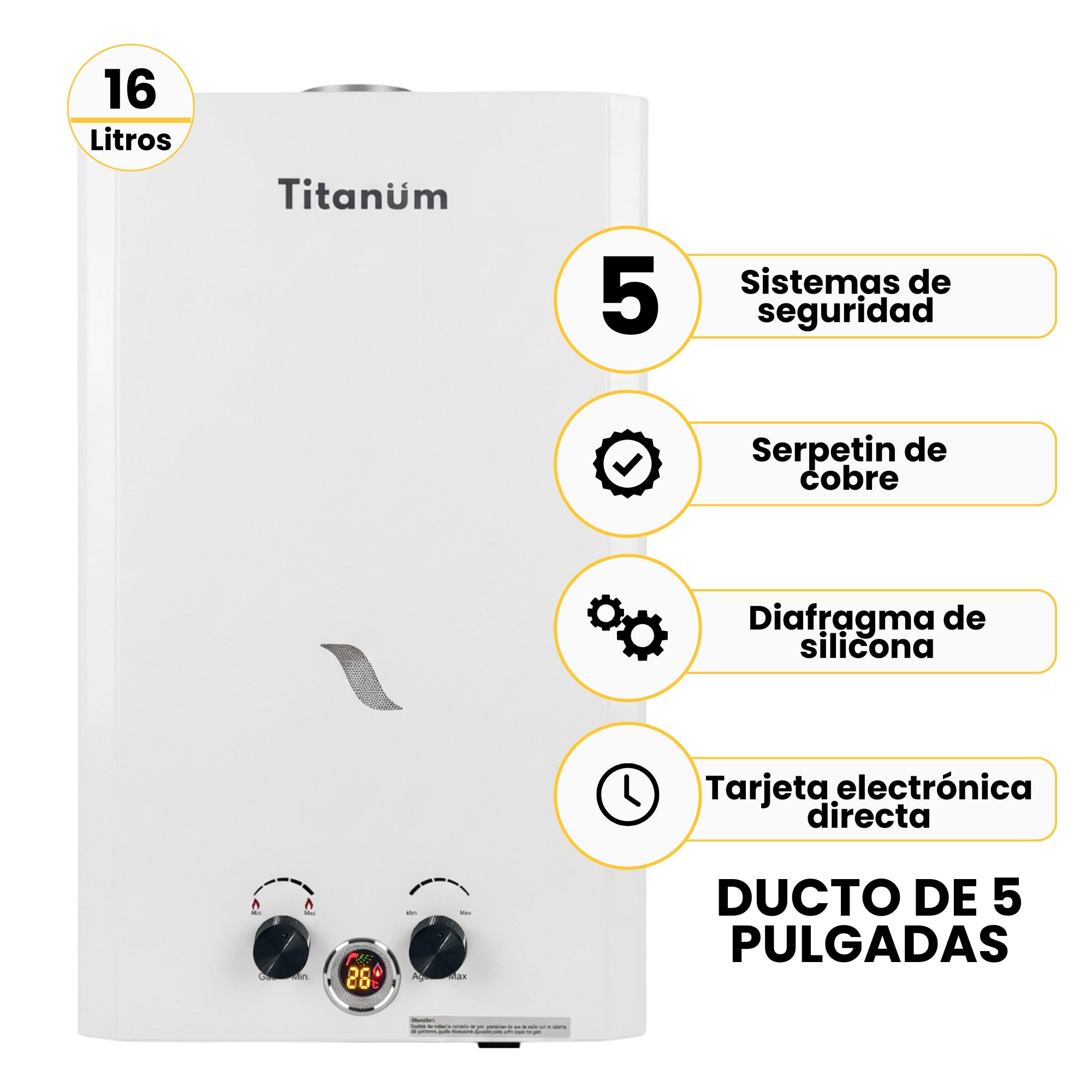 Calentador Titanum 16 litros tiro Natural