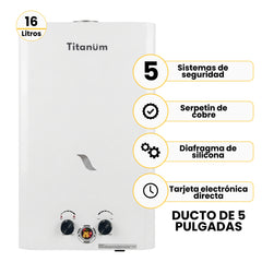 Calentador Titanum 16 litros tiro Natural