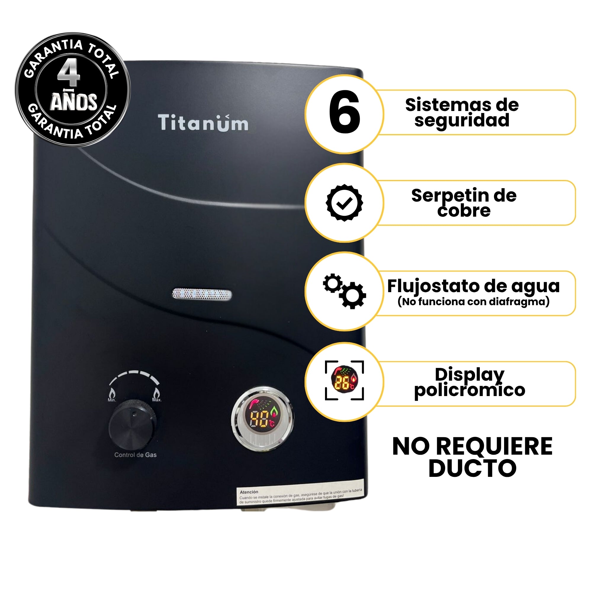 Calentador Titanum Black 5.5 litros