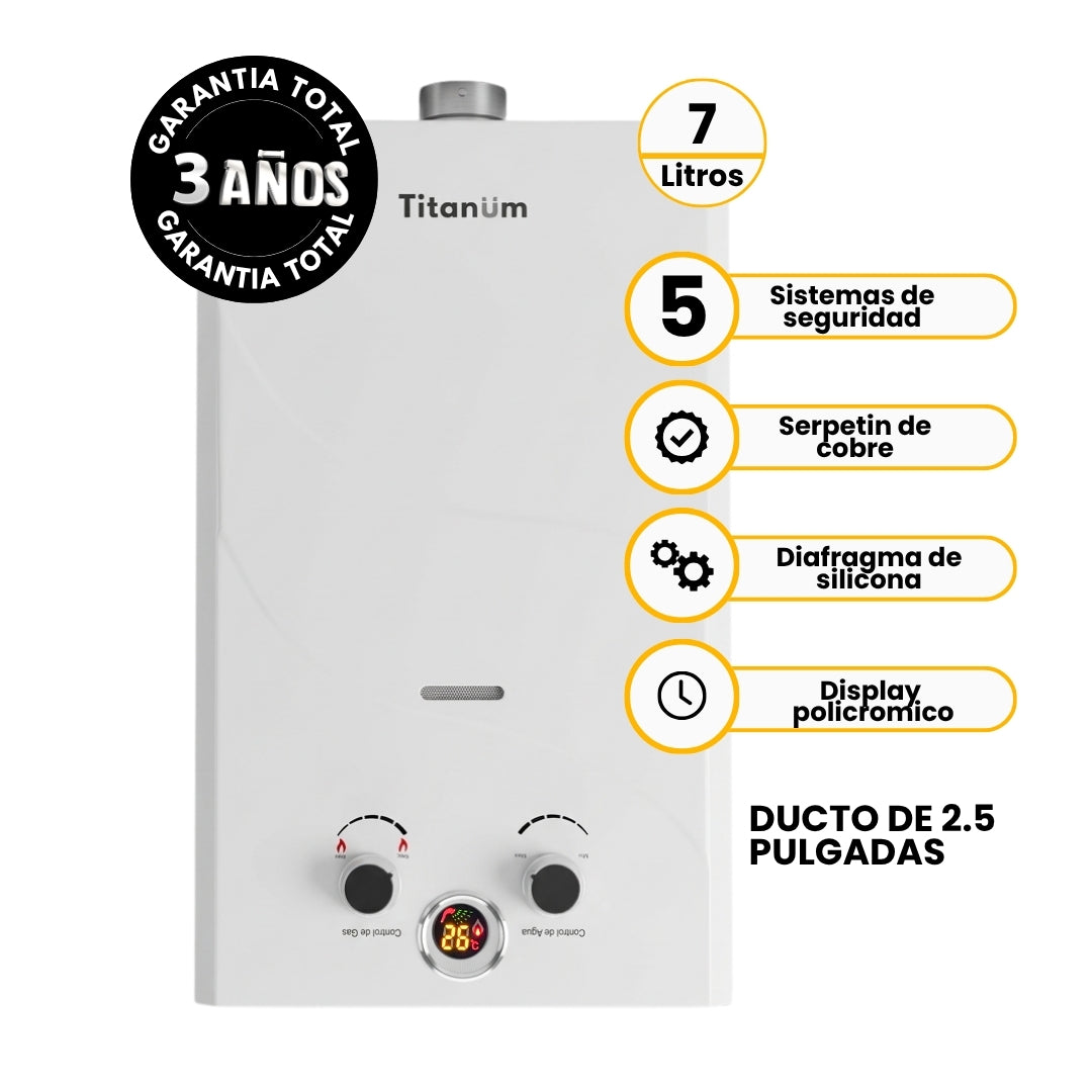 Calentador Titanum 7 Litros Tiro Forzado Blanco